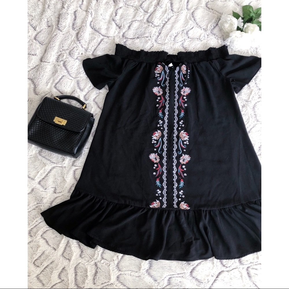 Love, Fire Off-the-Shoulder Black Dress/Tunic